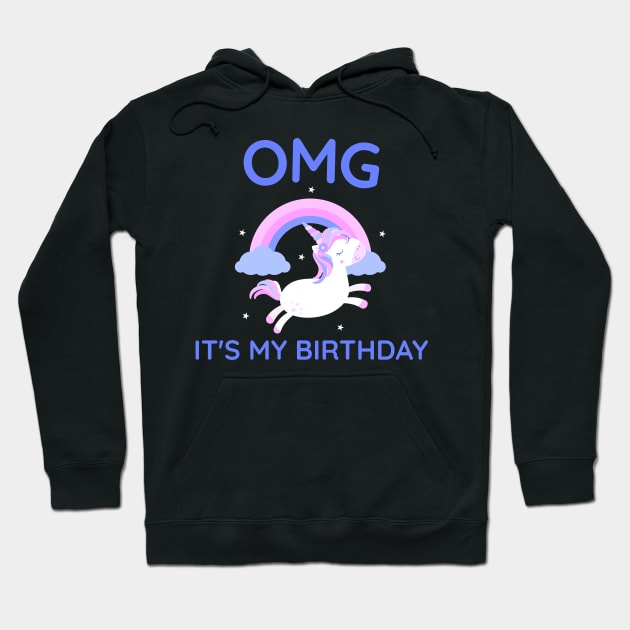 OMG It's My Birthday Unicorn Pony Horse Hoodie by TV Dinners